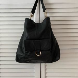 Talbots Black Pebbled Leather Shoulder Tote